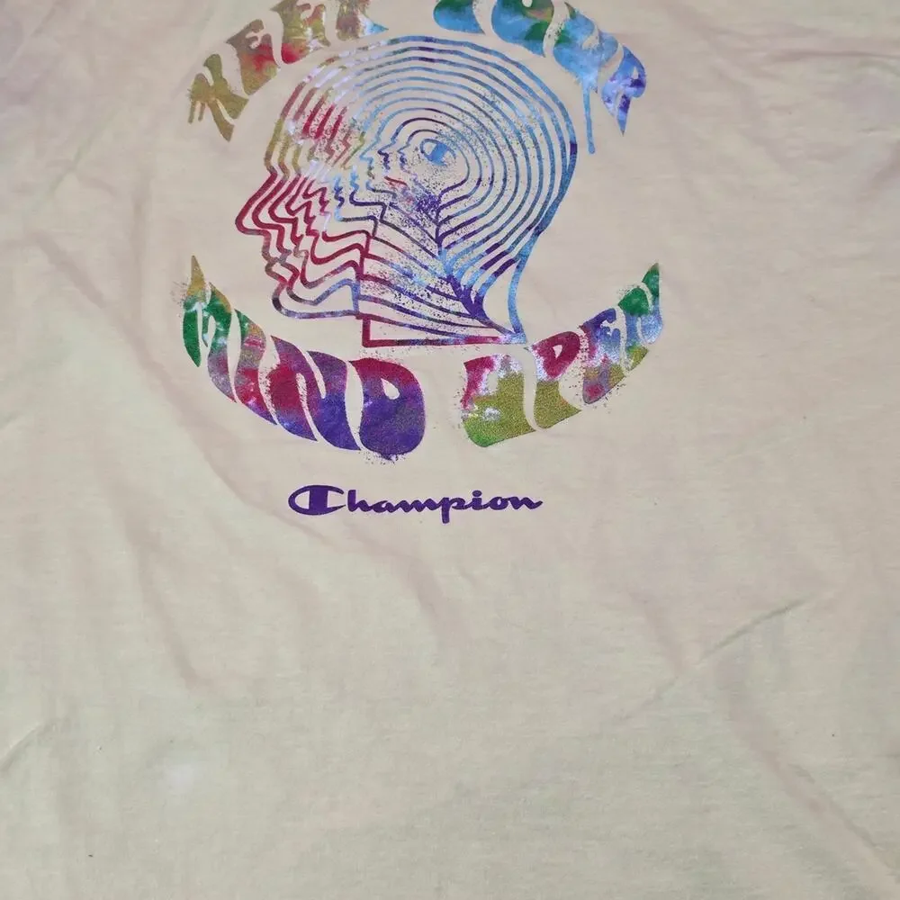 Champion Graphic T-Shirt‎ Keep Your Mind Open Rainbow Psychedelic Print Size L - Picture 4 of 15